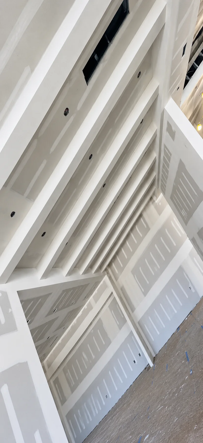 Detailed drywall ceiling beams and finishing